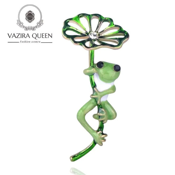 VQ Enamel Frog Brooch - Picture 1 of 8